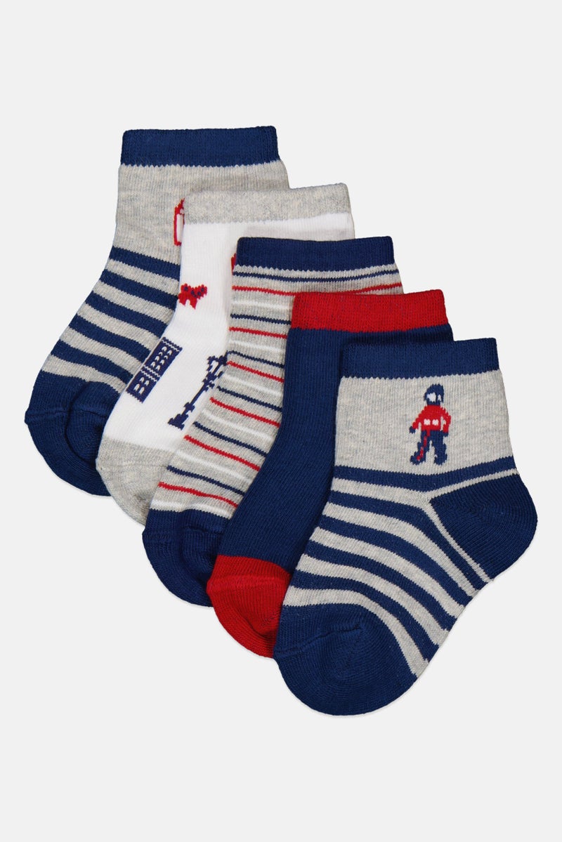 Mudd Toddlers Boy 5 Pairs Allover Print Quarter Socks, Multicolor - Image 1