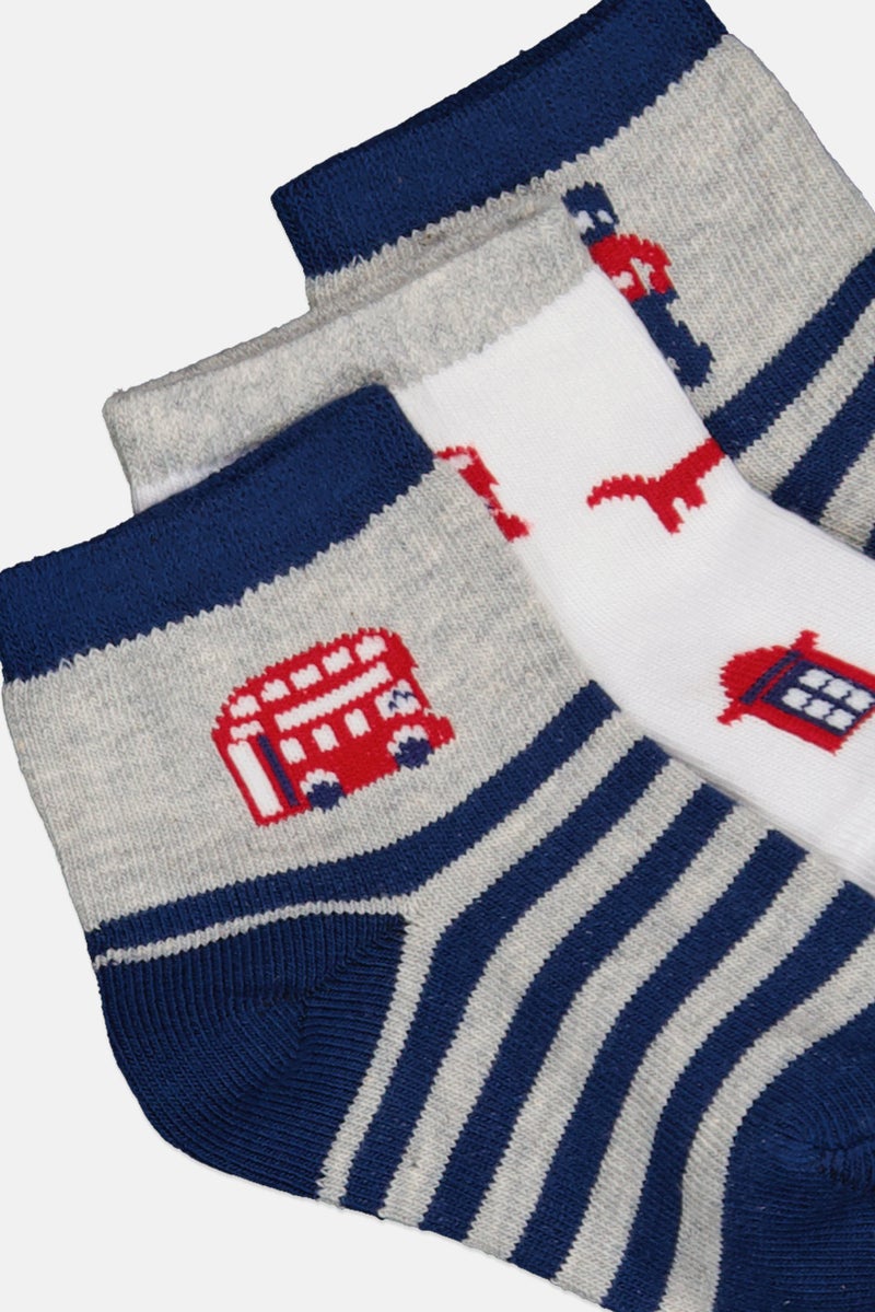 Mudd Toddlers Boy 5 Pairs Allover Print Quarter Socks, Multicolor - Image 2