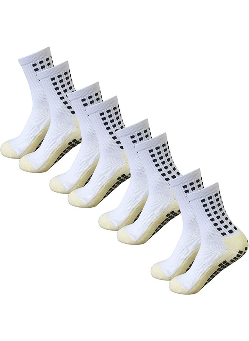 Lesha 4 Pairs Grip Soccer Socks Anti Slip Non Slip Men's Athletic Socks for Football Basketball Sports  - Image 1