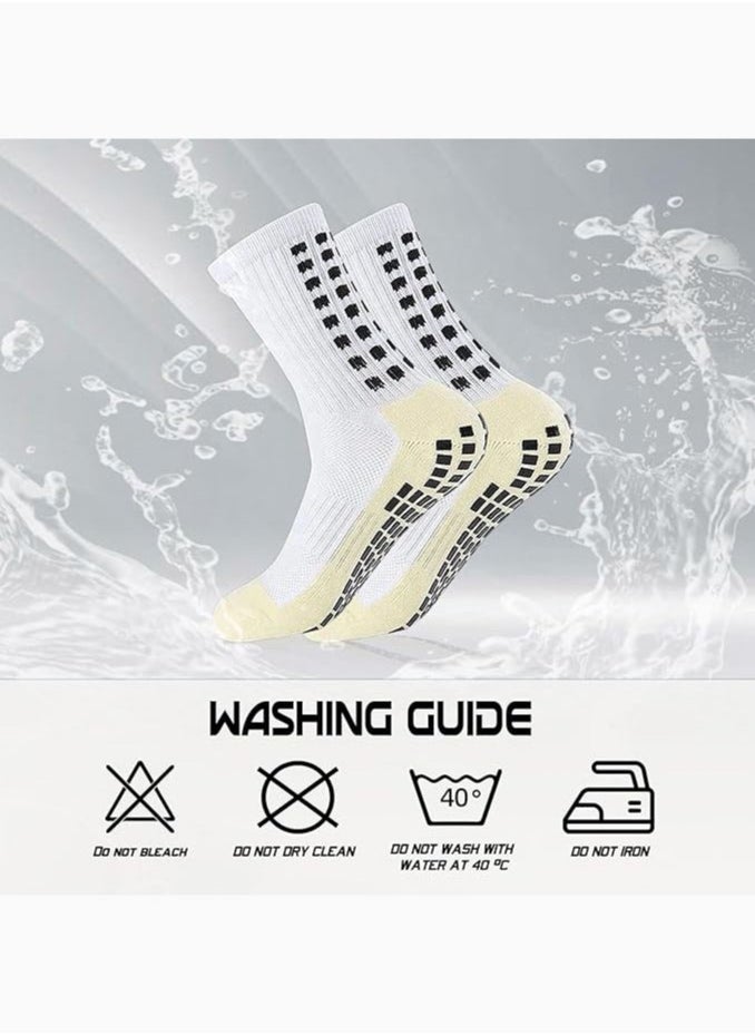 Lesha 4 Pairs Grip Soccer Socks Anti Slip Non Slip Men's Athletic Socks for Football Basketball Sports  - Image 3
