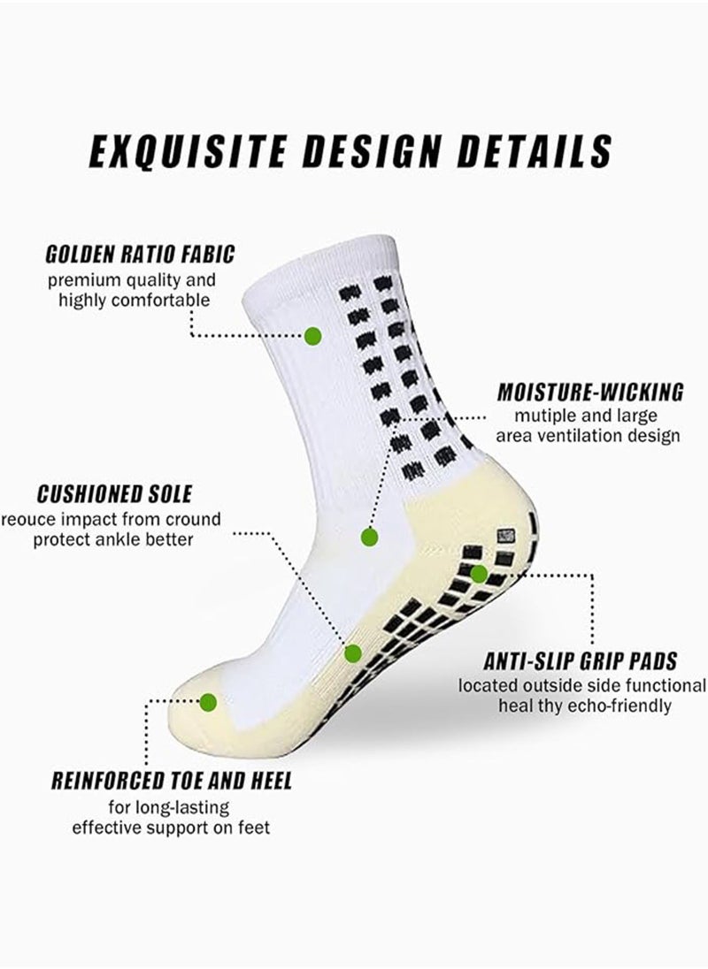 Lesha 4 Pairs Grip Soccer Socks Anti Slip Non Slip Men's Athletic Socks for Football Basketball Sports  - Image 2