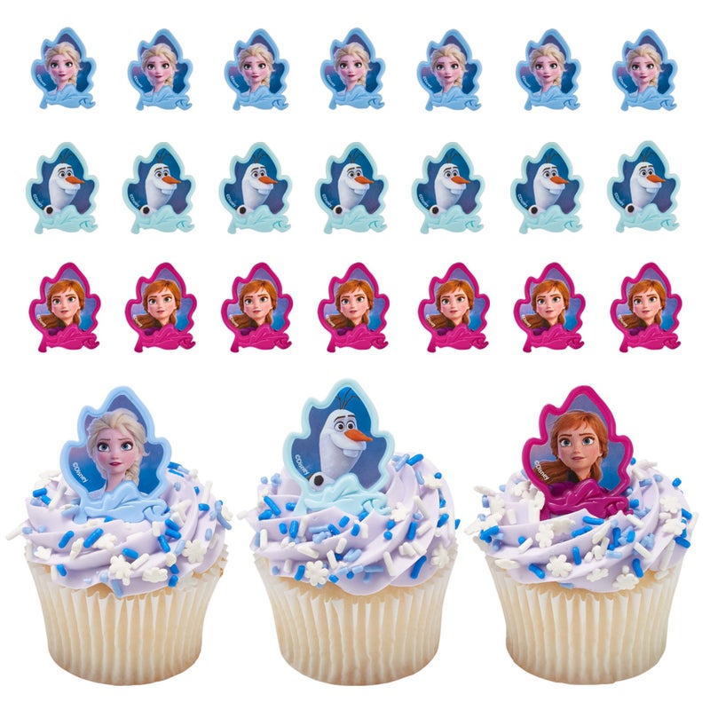 DecoPac Frozen II Rings, Cupcake Decorations Featuring Elsa, Anna, And Olaf For Birthday And Christmas Celebrations - 24 Pack - Image 1