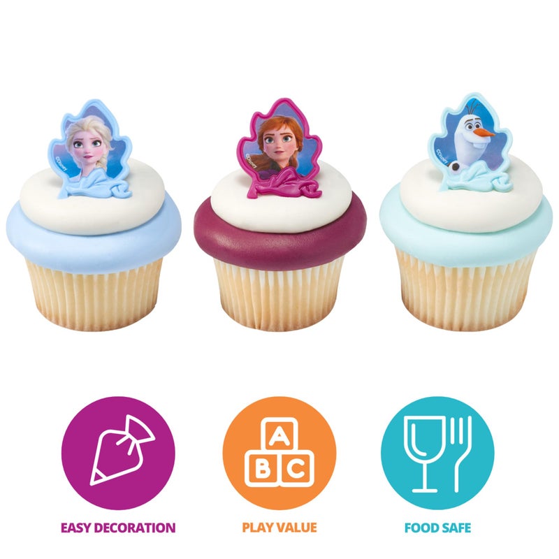 DecoPac Frozen II Rings, Cupcake Decorations Featuring Elsa, Anna, And Olaf For Birthday And Christmas Celebrations - 24 Pack - Image 3