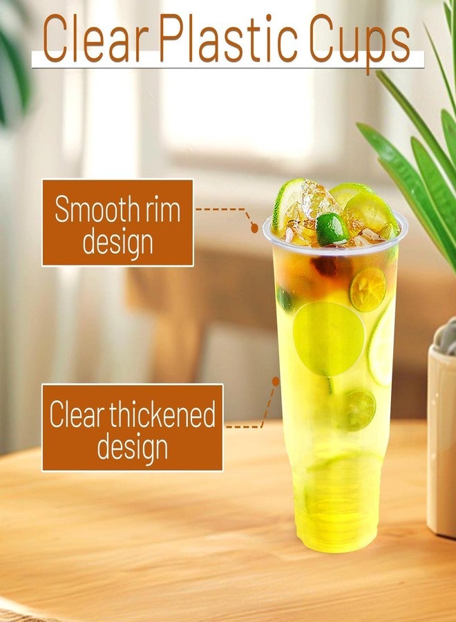 BALDCC 30 Pack 32 oz Clear Plastic Cups with Lids, Oversized Disposable Clear Cups, Flat Cover Pluggable Straw for Smoothie, Iced Coffee,Milkshake & Any Cold Drink - Image 3