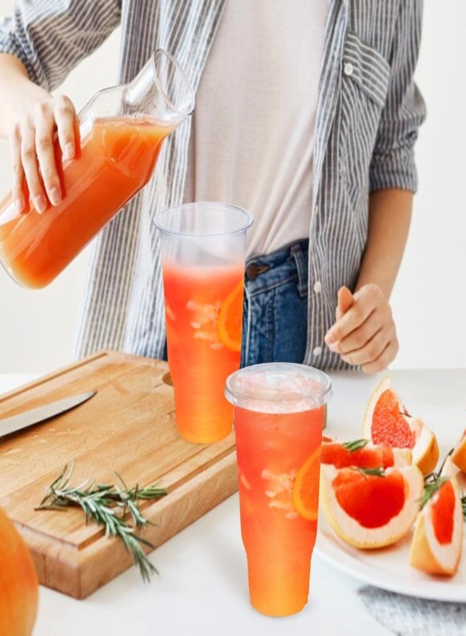 BALDCC 30 Pack 32 oz Clear Plastic Cups with Lids, Oversized Disposable Clear Cups, Flat Cover Pluggable Straw for Smoothie, Iced Coffee,Milkshake & Any Cold Drink - Image 5