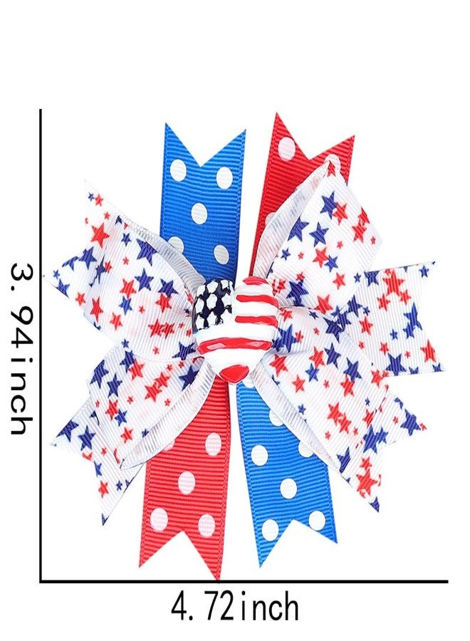 Guqqeuc Patriotic Hair Bows for Girls American Flag Hair Clip for Independence Day Hair Accessories for Little Girls 4th of July Festive Hair Bows Barrettes for Long Short Hair, 2 Pcs - Image 2
