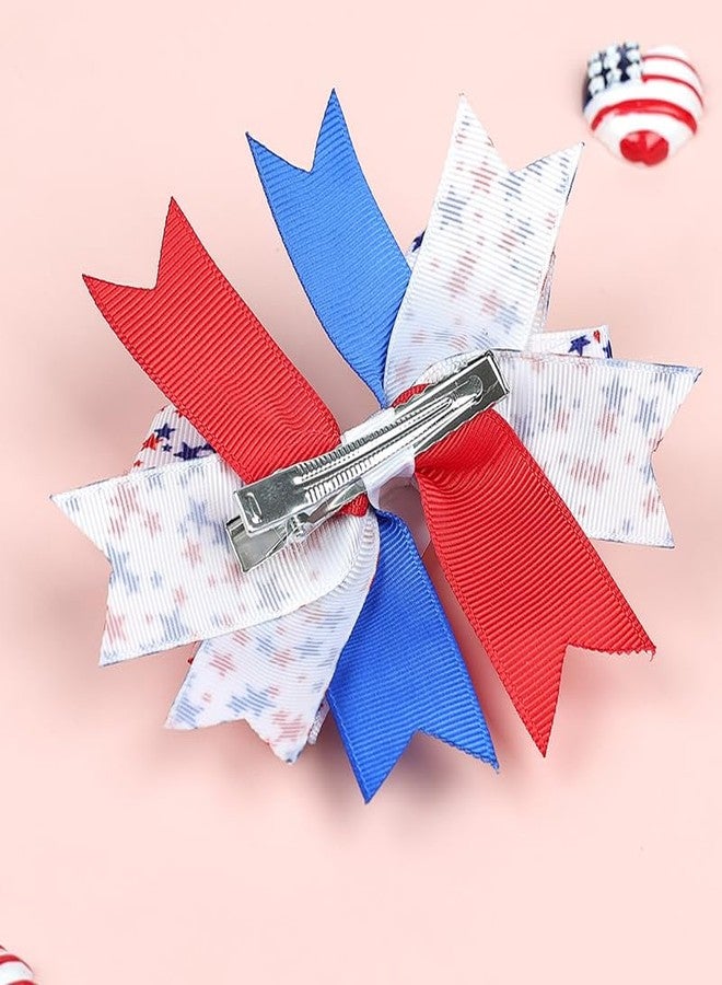 Guqqeuc Patriotic Hair Bows for Girls American Flag Hair Clip for Independence Day Hair Accessories for Little Girls 4th of July Festive Hair Bows Barrettes for Long Short Hair, 2 Pcs - Image 3