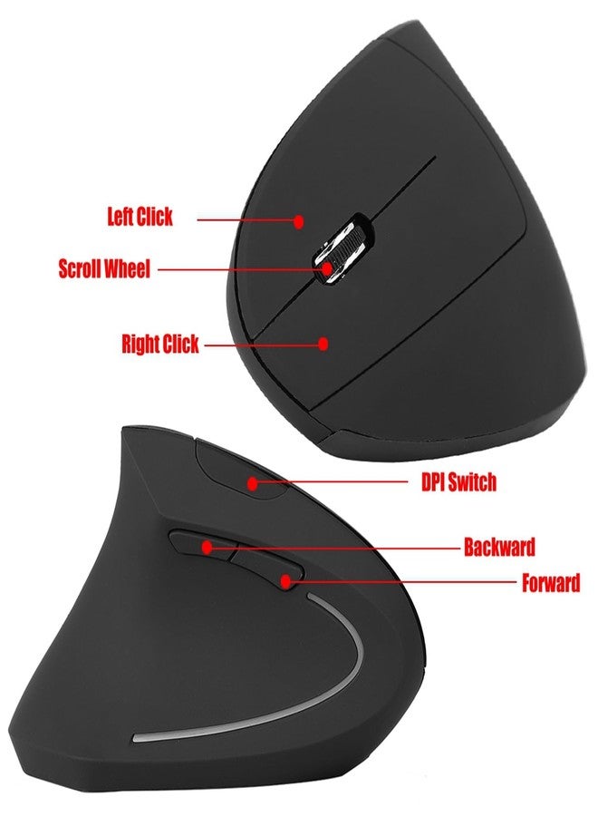 Goshyda 2.4GHz Ergonomic Vertical Gaming Mouse, High Control, and Feeling, Long Time Use with 800 1200 1600 DPI, 10m Distance (Black) - Image 2
