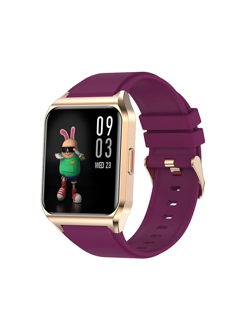 AROAQ H60 Smart Watch Bluetooth Calling Body Temperature Heart Rate Smartwatch IP67 Waterproof Sports Fitness Tracker Watches For Men And Women With Purple Silicone Strap - Image 1