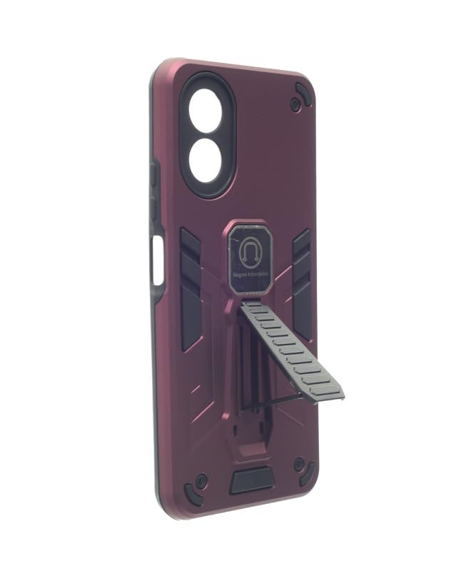 C.F.S Hard Silicone Back Phone Protection Cover With Magnetic Kickstand For Oppo A18 / A38 - Burugndy - 018 - Image 2
