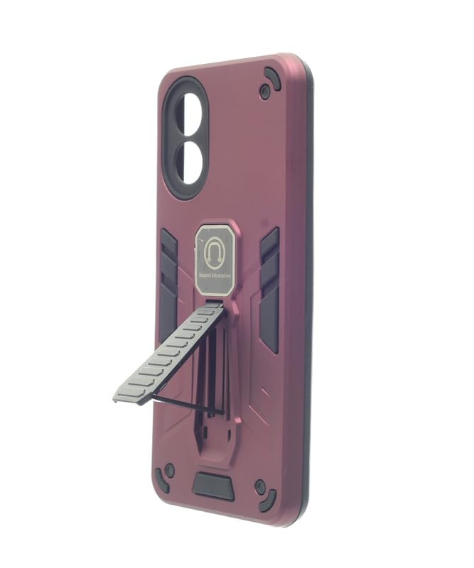C.F.S Hard Silicone Back Phone Protection Cover With Magnetic Kickstand For Oppo A18 / A38 - Burugndy - 018 - Image 3