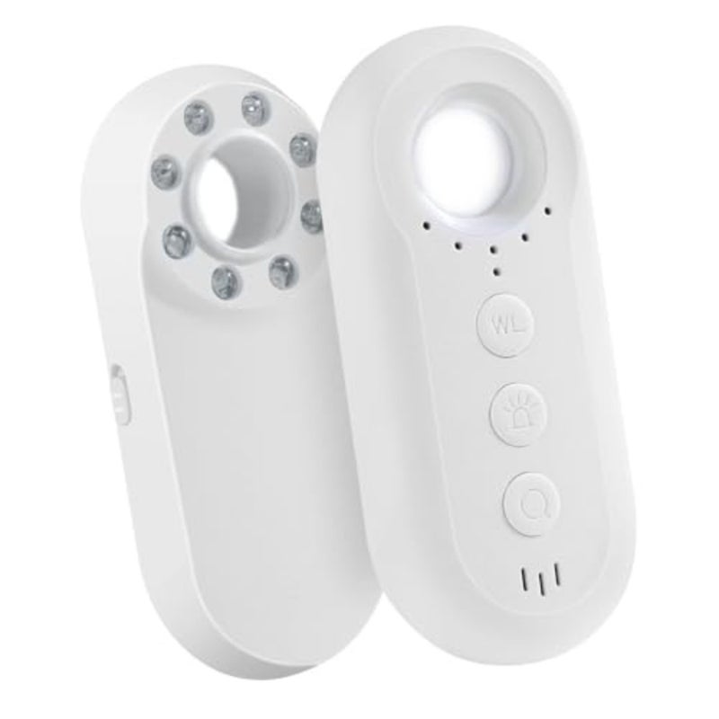Pocket-sized infrared hidden camera detector for hotels, bathrooms, and travel use; aluminum alloy body in black with real-time anti-theft alarm and precise detection - Image 1