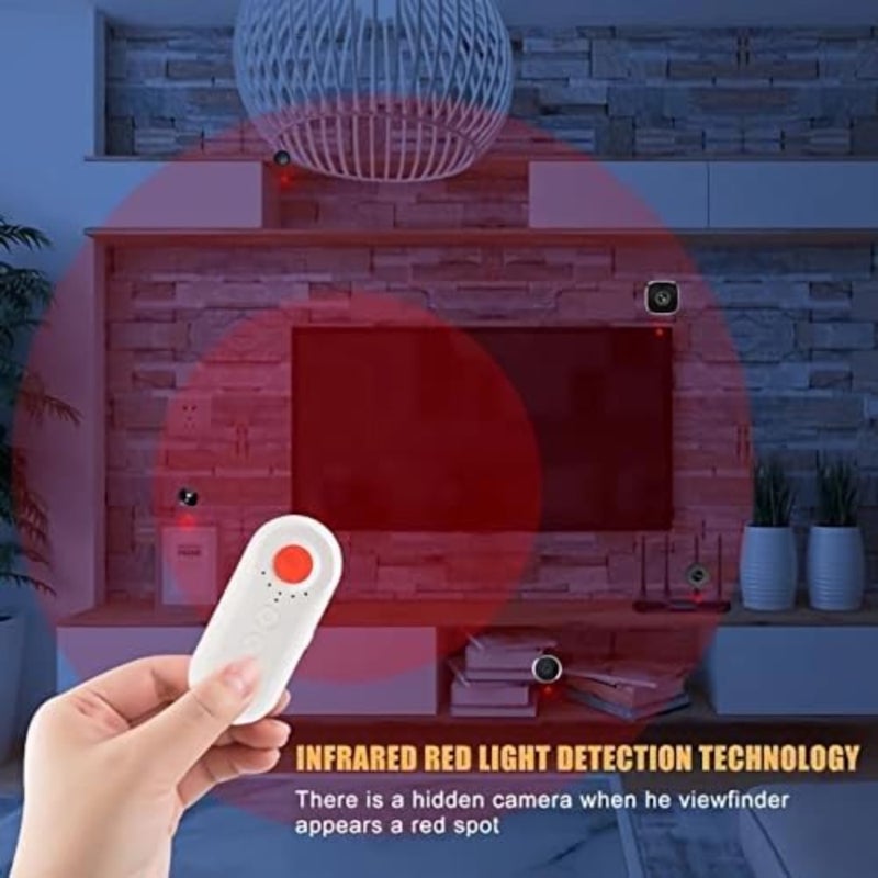 Pocket-sized infrared hidden camera detector for hotels, bathrooms, and travel use; aluminum alloy body in black with real-time anti-theft alarm and precise detection - Image 3