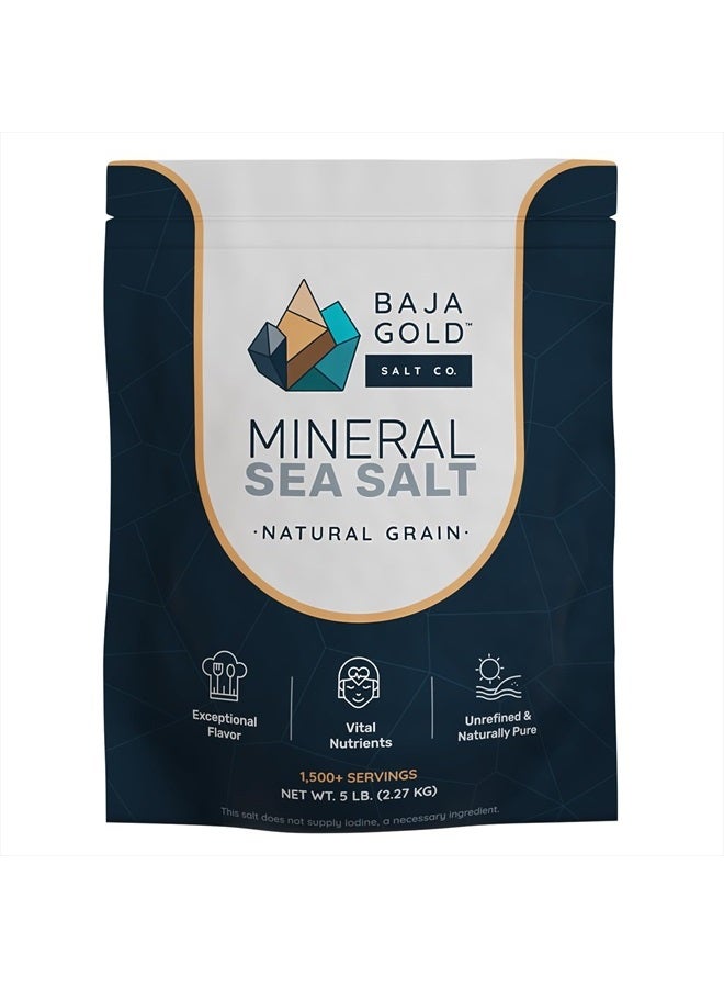 Baja Gold Mineral Sea Salt, Natural Grain Crystals, 5 Lb. Bag - Image 1