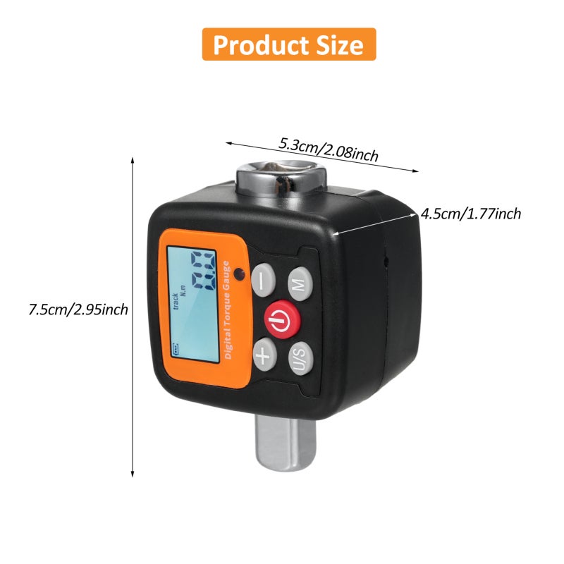 Digital Torque Meter ±2% Bidirectional Accuracy - Versatile 4 Torque Units Illuminated Lcd Display for Automotive Bike Motorcycle Repairs Low-Light Projects - Image 2
