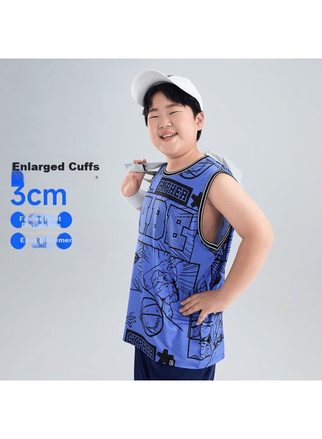 TABE Little Pig Tony Boys' Summer Mesh Breathable Quick-dry Sleeveless Basketball Vest Plus Size - Image 3