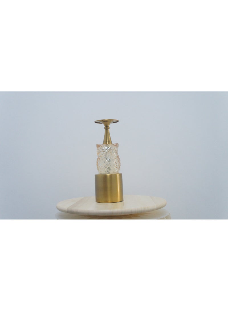 VINTAGE GLASS OWL FIGURE CANDLE HOLDER
