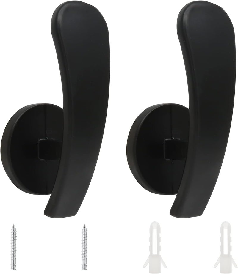Rierdge 2 Pack Black Curtain Tieback Hooks, Curtain Holdback Hooks for Wall Mounted, Decorative Hooks Drapery Tiebacks with Screws (2 Pack Black) - Image 1