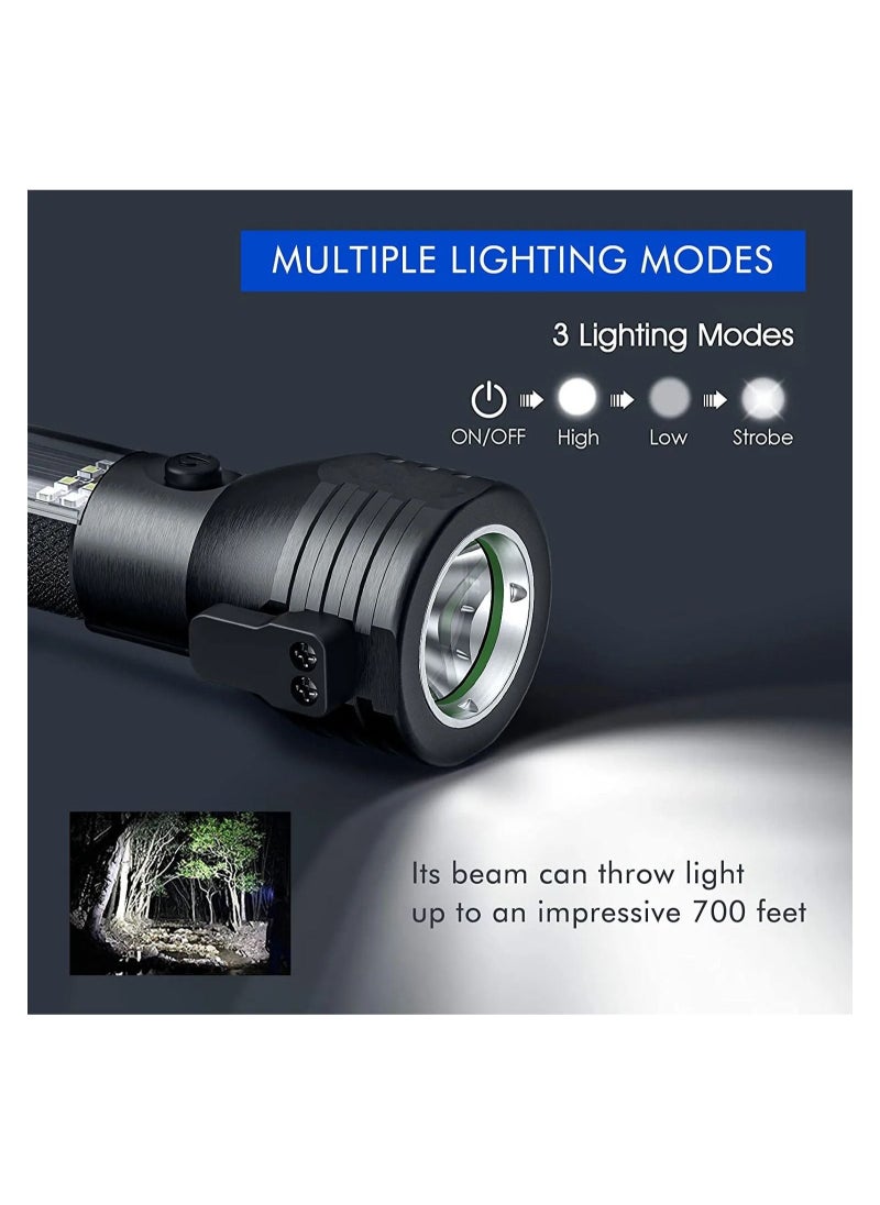 Generic T09 Solar Flashlight Car Flashlight 268 Lumen Led Cob Lamp USB Rechargeable Tactical Multi-functional Flashlight Tool with Window Breaker, Safety Belt, Cutting Compass  ->  T09 Solar Flashlight Car Fl  - Image 2