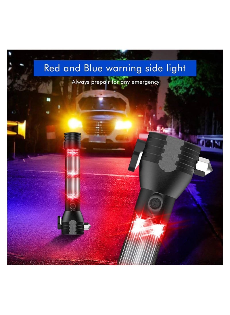 Generic - T09 Solar Flashlight Car Flashlight 268 Lumen Led Cob Lamp USB Rechargeable Tactical Multi-functional Flashlight Tool with Window Breaker, Safety Belt, Cutting Compass  ->  T09 Solar Flashlight Car Fl - Image 1