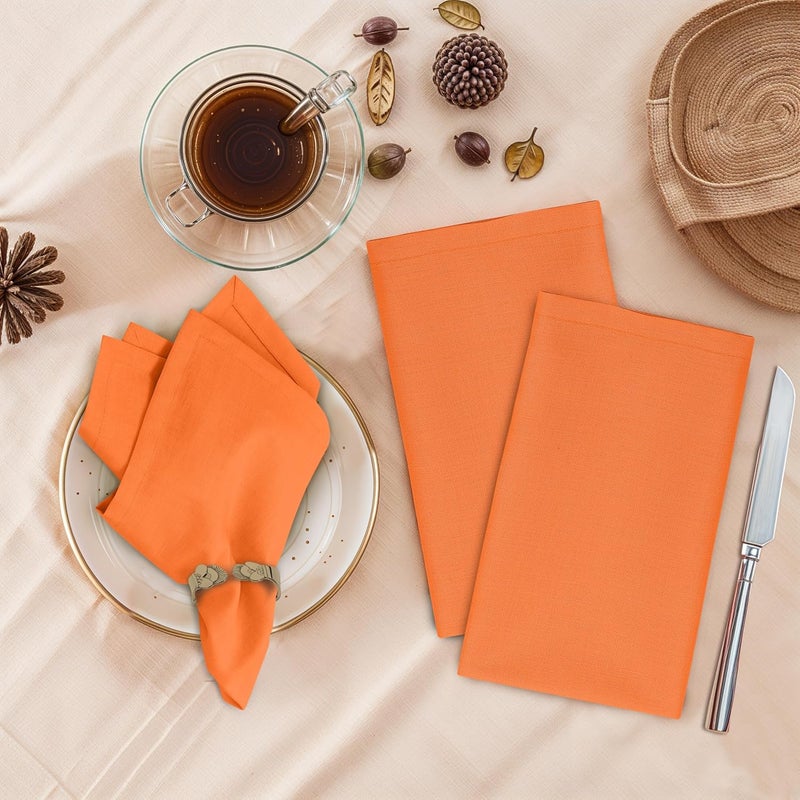 Ruvanti Cloth Napkins Set of 12 18x18 Inches 100 Cotton Washable Soft  Absorbent Perfect for Wedding Christmas Thanksgiving Dinners  Orange Peel - Image 2