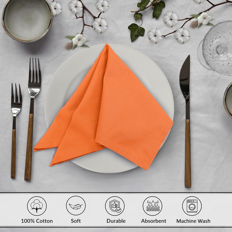 Ruvanti Cloth Napkins Set of 12 18x18 Inches 100 Cotton Washable Soft  Absorbent Perfect for Wedding Christmas Thanksgiving Dinners  Orange Peel - Image 3