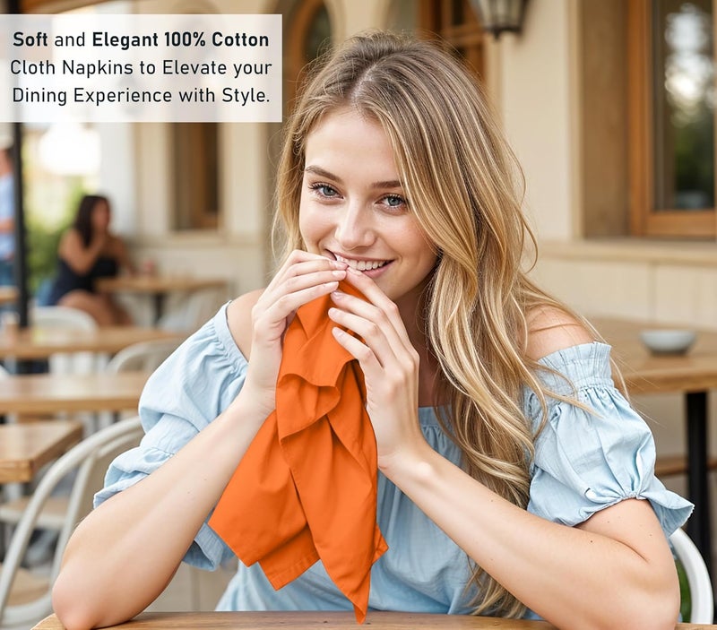 Ruvanti Cloth Napkins Set of 12 18x18 Inches 100 Cotton Washable Soft  Absorbent Perfect for Wedding Christmas Thanksgiving Dinners  Orange Peel - Image 5
