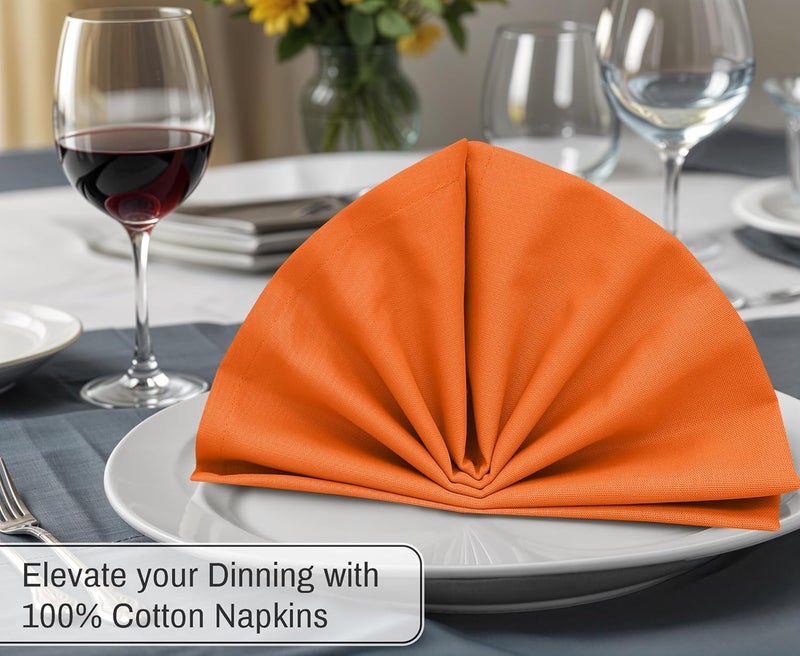 Ruvanti Cloth Napkins Set of 12 18x18 Inches 100 Cotton Washable Soft  Absorbent Perfect for Wedding Christmas Thanksgiving Dinners  Orange Peel - Image 4