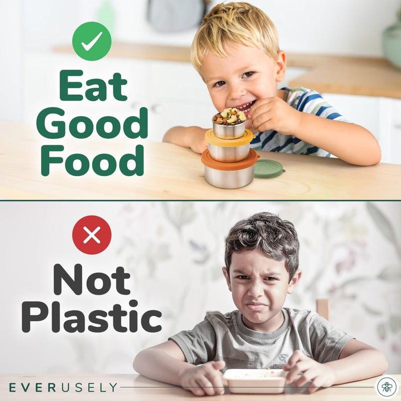 Everusely - Stainless Steel Food Containers - 3 Pack, Muted - Metal Lunch Box - Nesting Snack Containers for Office, Home Food Storage - Leakproof Silicone Lids - Dishwasher and Freezer Safe - Image 5