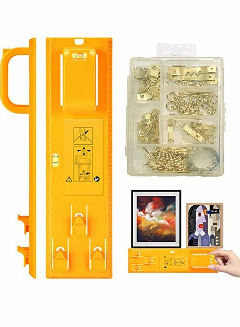 Photo Hanging Kit Picture Hanging Tool, With Photo Hanging Wire, Hooks, Nails, Hanging Picture Frame And Portable Picture Frame Level Used To Mark The Position - Image 1