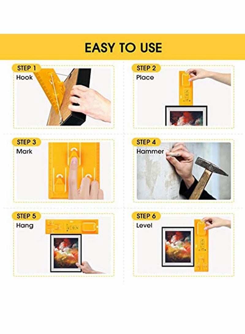 Photo Hanging Kit Picture Hanging Tool, With Photo Hanging Wire, Hooks, Nails, Hanging Picture Frame And Portable Picture Frame Level Used To Mark The Position - Image 5