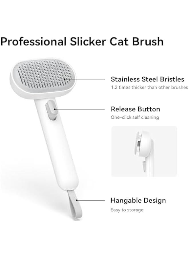 Generic aumuca Cat Brush for Shedding, Cat Brushes for Indoor Cats, Cat Brush for Long or Short Haired Cats, Cat Hair Brush Cat Grooming Deshedding Brush for Dog Kitten Horse Massage Removes Loose Fur, White - Image 2