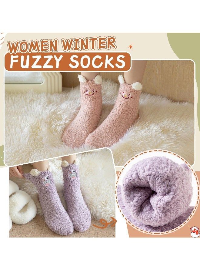 Womens Fuzzy Socks Soft Cozy Fluffy Slipper Socks Winter Warm Plush Sleeping Socks 5 Pairs - Image 4