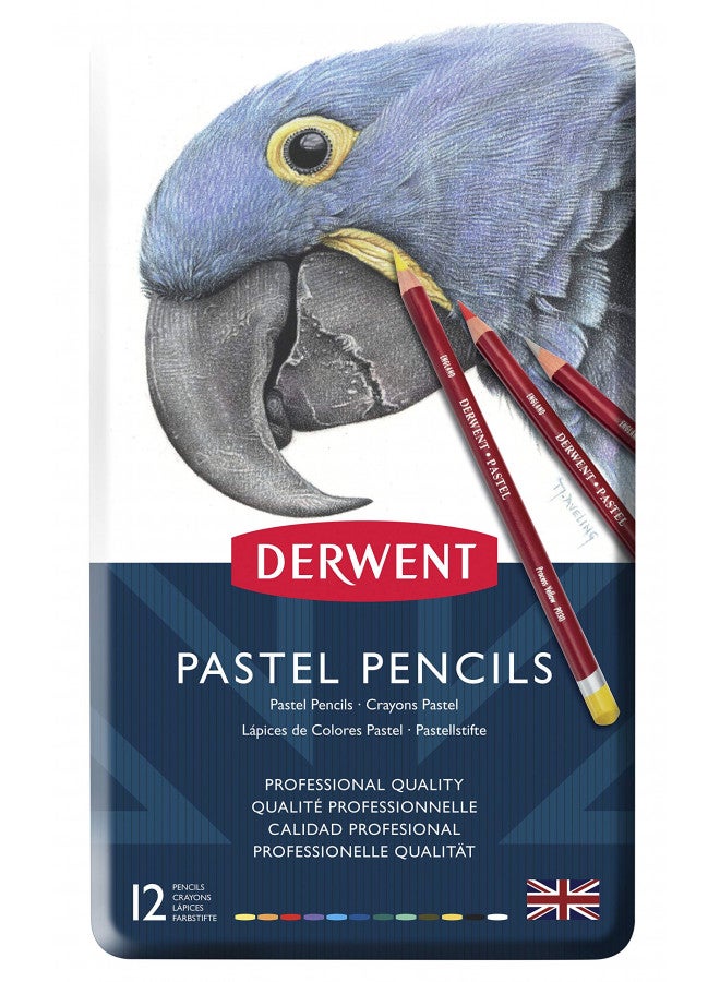 Derwent Pastel Pencils, 4mm Core, Metal Tin, 12 Count (32991) - Image 2