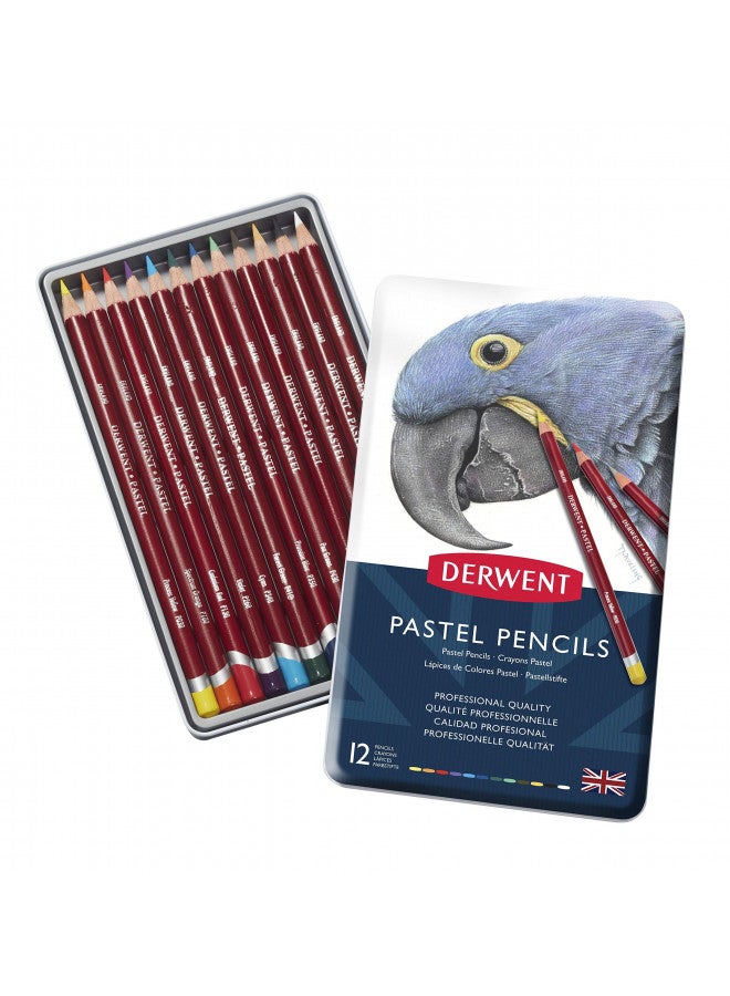 Derwent Pastel Pencils, 4mm Core, Metal Tin, 12 Count (32991) - Image 1