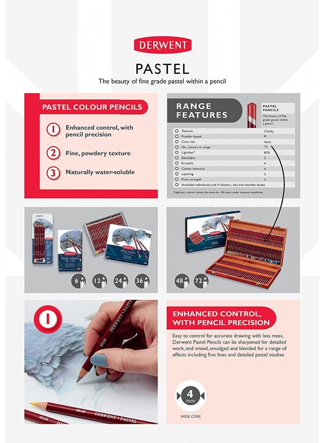 Derwent Pastel Pencils, 4mm Core, Metal Tin, 12 Count (32991) - Image 5