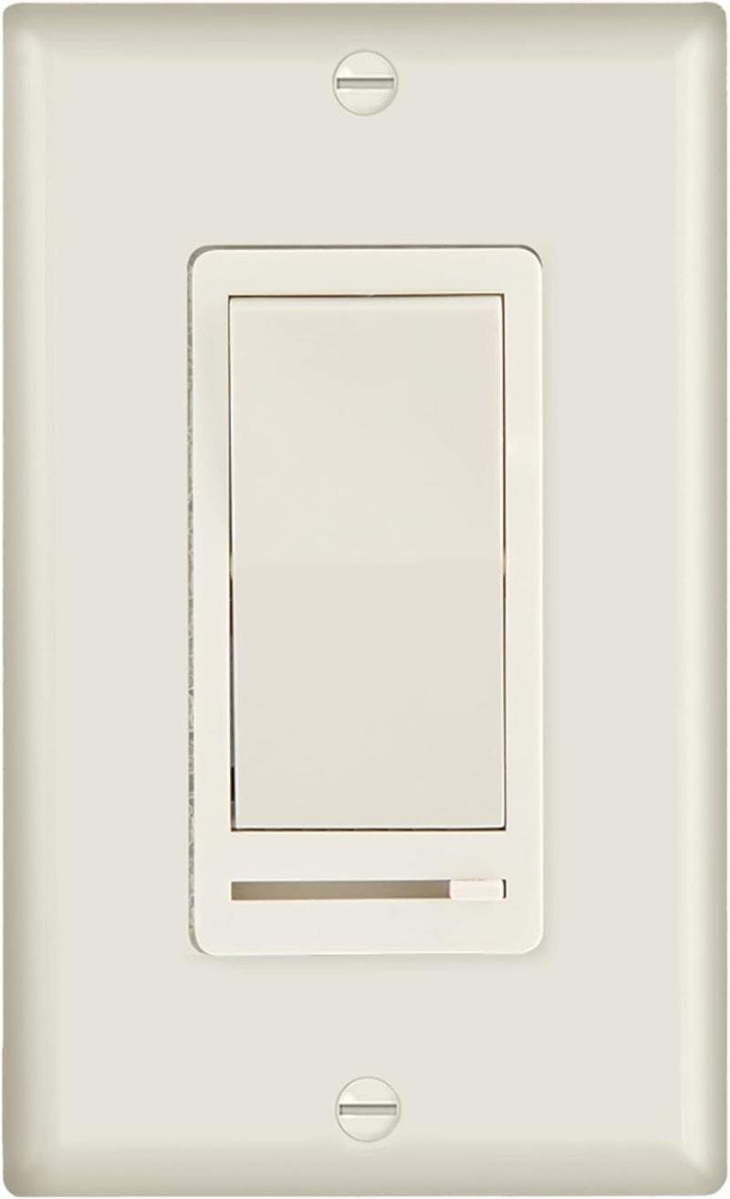 Maxxima LED Slide Dimmer Rocker Switch - 3-Way/Single Pole Compatible, Decorative Electrical Light Switch, 600 Watt Max, LED Compatible for Indoor Home Use, Wall Plate Cover Included - Almond - Image 4
