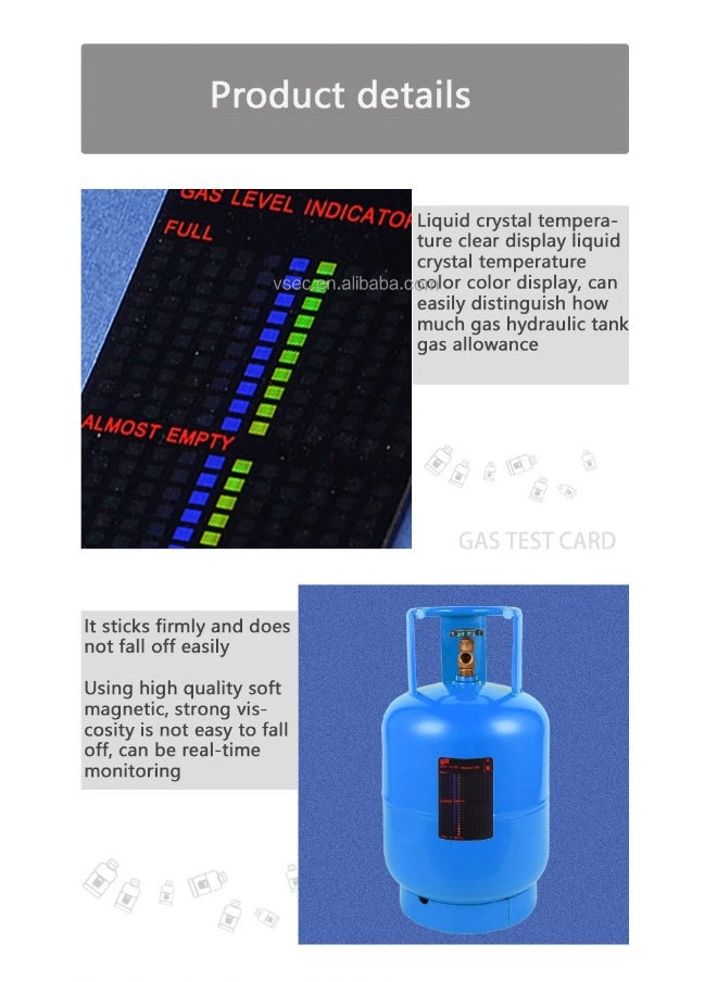 Generic - Magnetic Gas Level Indicator Reusable Propane Fuel Level Indicators LCD film thermometer to indicate gas level size 6.3*10cm - Image 1