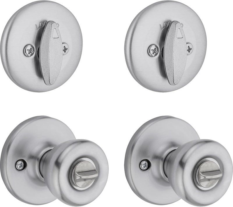 Kwikset Kwikset 242 Tylo Entry Knob and Single Cylinder Deadbolt Project Pack in Satin Chrome  - Image 2