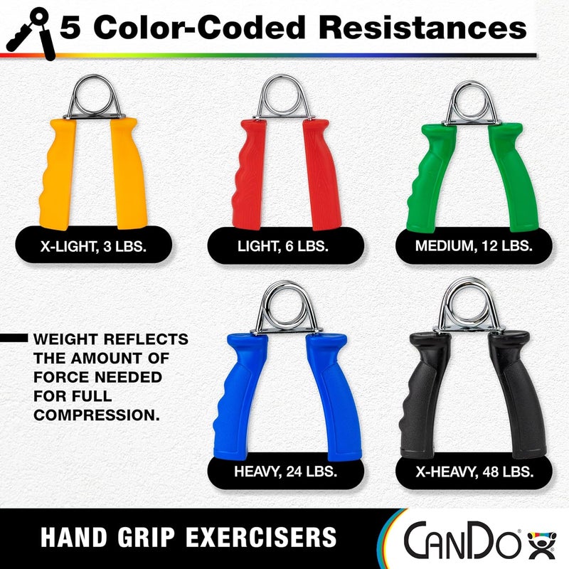 CanDo Hand Grip Exerciser Pair - Red, Light - 6 lb - Image 5