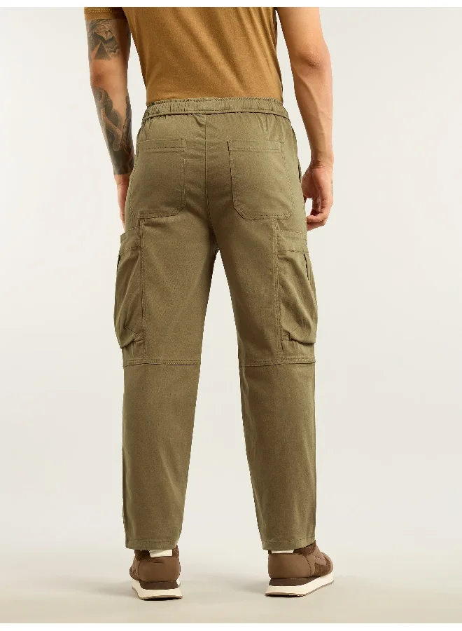 Beyoung Brown Tapered Baggy Cargo Pants