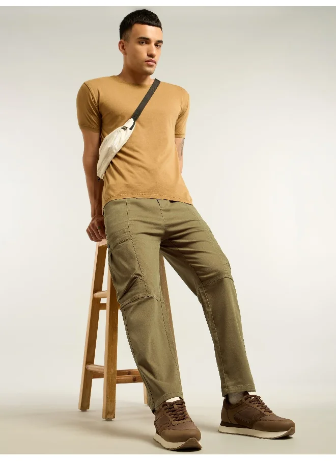 Beyoung Brown Tapered Baggy Cargo Pants