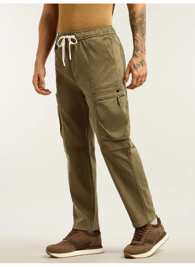 بيونغ Brown Tapered Baggy Cargo Pants