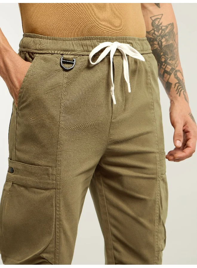 Beyoung Brown Tapered Baggy Cargo Pants