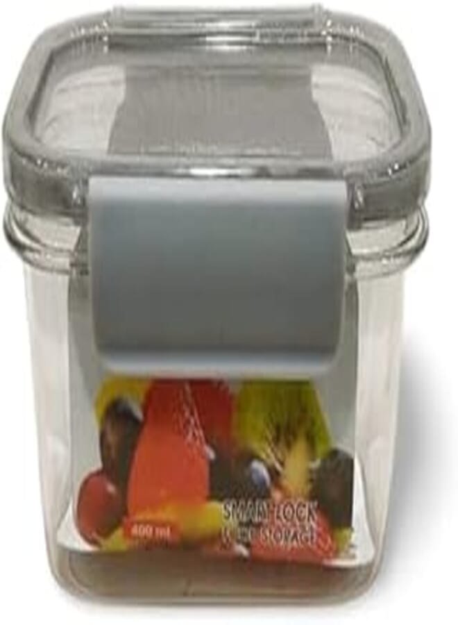 Acrylic Fridge Container With Airtight Lid With Silicone Sides, 400 Ml, Bpa Free, Clear With Grey Frame Le-Marche_737 