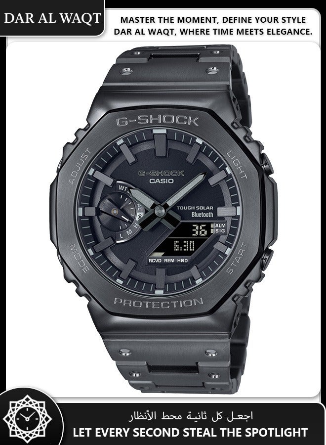 كاسيو ساعة كاسيو جي شوك GM-B2100BD-1A معدنية بالكامل - إطار وسوار من الفولاذ المقاوم للصدأ، اتصال بلوتوث، شحن بالطاقة الشمسية، مقاومة الصدمات، مقاومة للماء 200 متر، مستوحاة من DW-5000C - Image 1