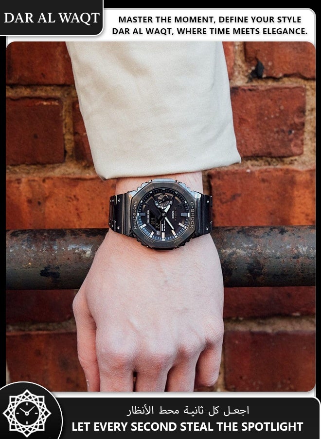 كاسيو ساعة كاسيو جي شوك GM-B2100BD-1A معدنية بالكامل - إطار وسوار من الفولاذ المقاوم للصدأ، اتصال بلوتوث، شحن بالطاقة الشمسية، مقاومة الصدمات، مقاومة للماء 200 متر، مستوحاة من DW-5000C - Image 2