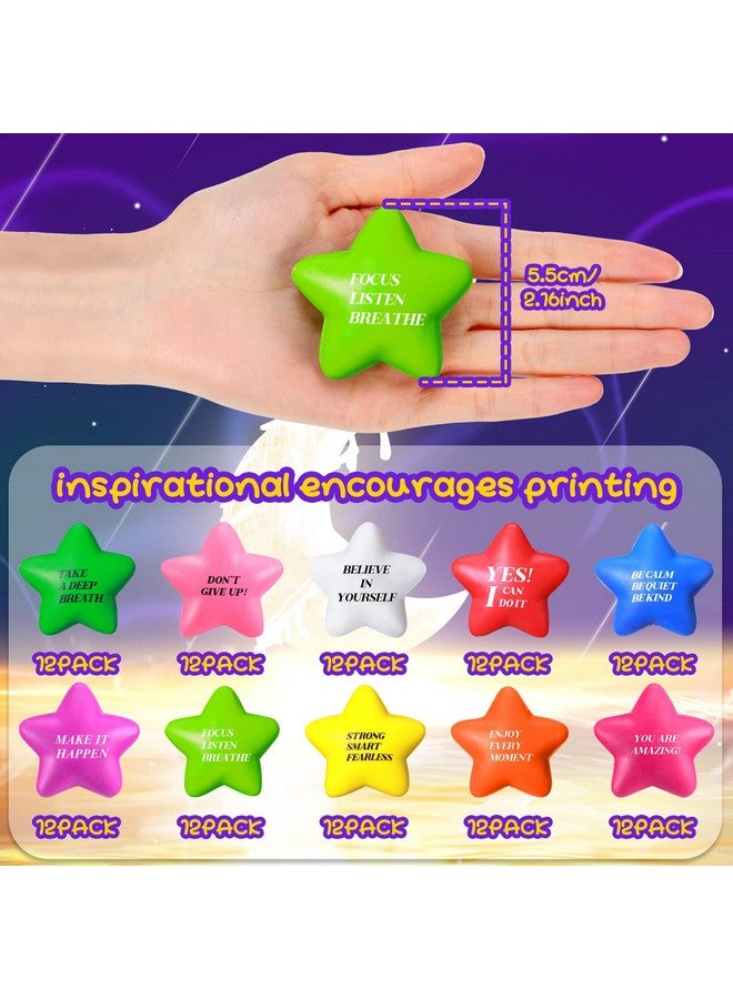 Jerify 120 Pcs Star Stress Balls With Quotes Motivational Stress Relief Ball Inspirational Star Stress Toy Bulk Gifts For Coworkers Kids Adults Stress Anger Fidget Relief Hand Exercise(Bright Colors) - Image 2