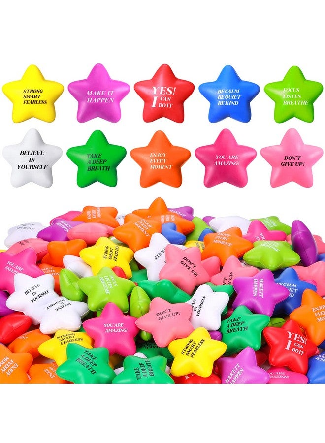 Jerify 120 Pcs Star Stress Balls With Quotes Motivational Stress Relief Ball Inspirational Star Stress Toy Bulk Gifts For Coworkers Kids Adults Stress Anger Fidget Relief Hand Exercise(Bright Colors) - Image 1