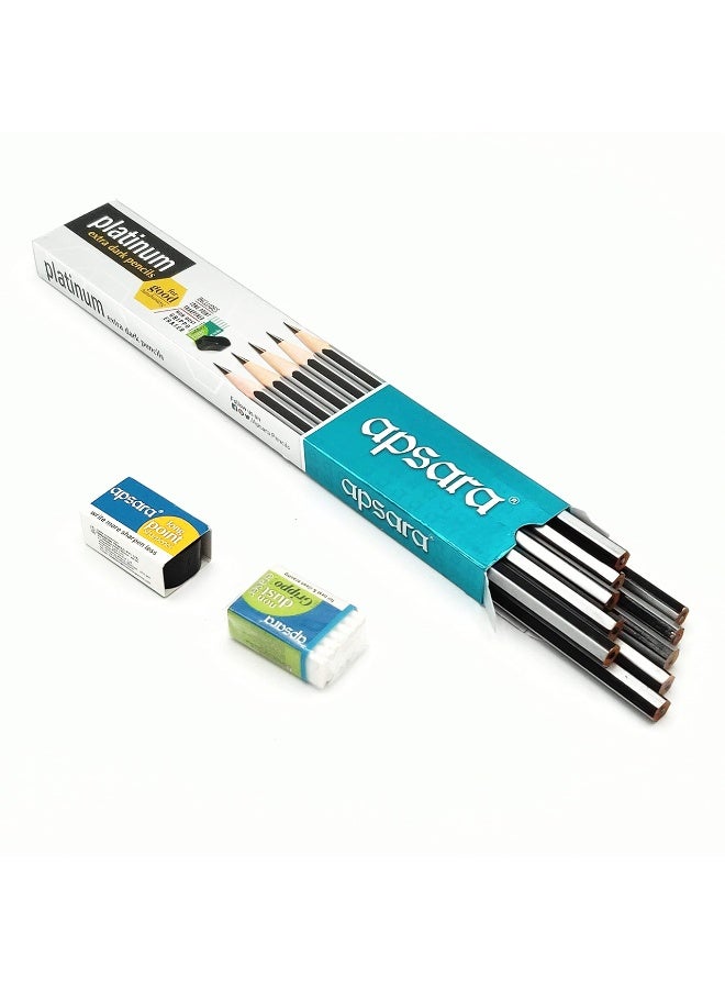 Apsara PLATINUM Extra Dark Pencil (PACK OF 10 PENCILS)